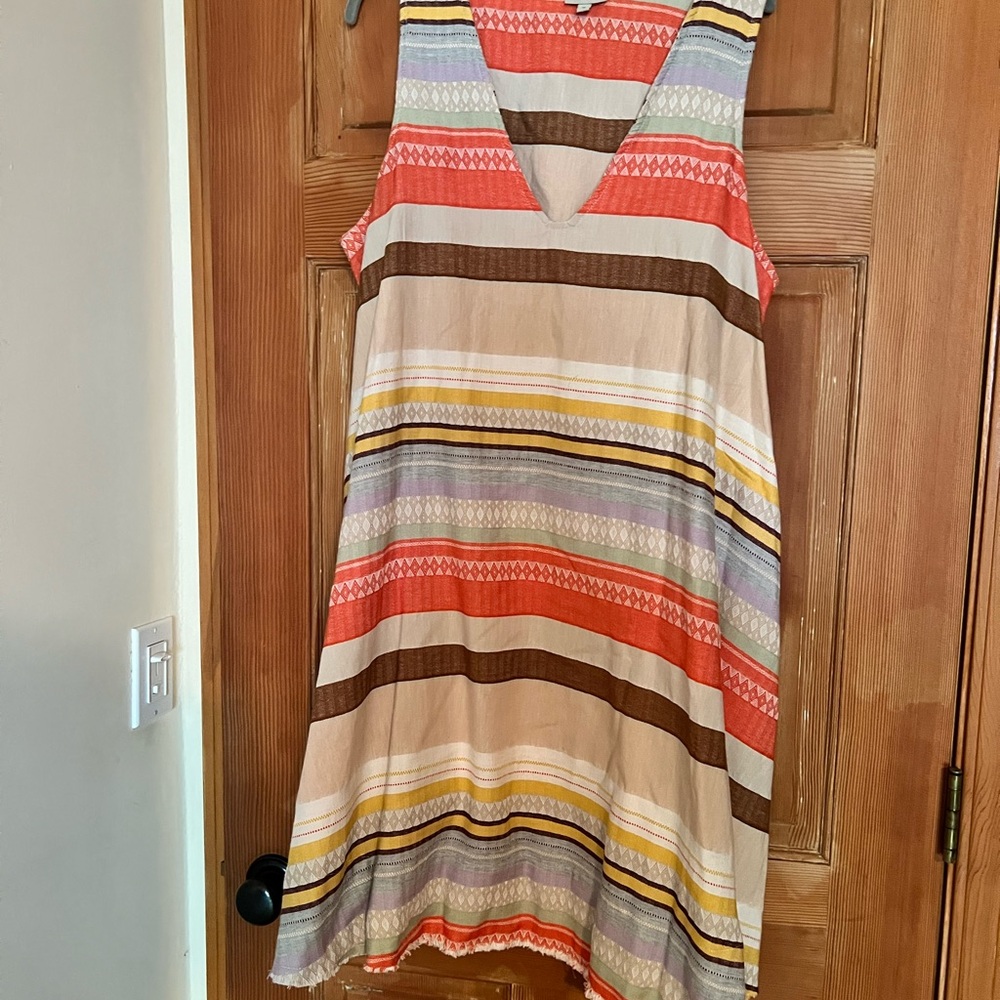 Vibrant Striped Sleeveless Midi Dress